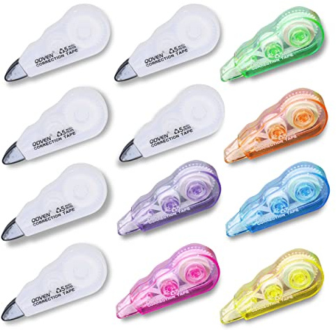 Piacolnic 12 Pezzi Mini Bianchetto a Nastro Adulti, Correttore a Nastro di Correzione Scrittura Correttore Roller, Nastro Bianchetto Correction Tape per Adulti D'ufficio