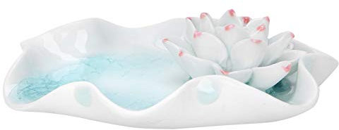 ANKROYU Porte-encens Fleurs en Céramique, Porte-Encens Givré avec Fleurs de Lotus, Outils pour Sentir l'encens pour La Décoration de La Maison(Blanc)