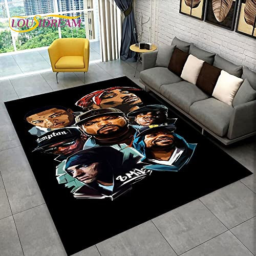 YZGAH Hip Hop Kunst Rapper Legende Stern Bereich Teppich, Teppich Teppich Für Zu Hause Wohnzimmer Kinderzimmer Sofa Fußmatte Dekor, rutschfeste Bodenmatte V9519 50X70Cm