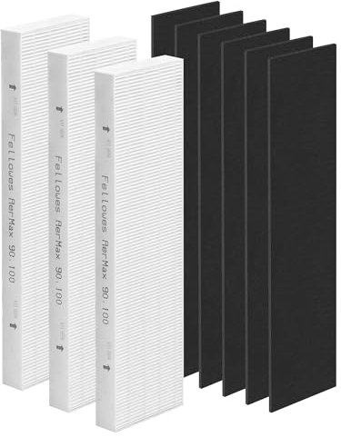 Zouwhaso 3+6 Aera Max 100 HEPA Filter Replacement Compatible with Fellowes AeraMax 90 100 DX5 DB5 Air Puri-fier True HEPA Air Filter, Part# 9287001 9324001, 3x H13 True HEPA and 6x car-bon Pre-Filter