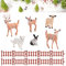 DOUSELLA 6 Stück Wald Tiere Figuren Mini Tiere Spielfiguren Miniatur Wald Kreaturen Figuren Realistische Tierfiguren Kunststoff Deer Figuren Weihnachten Tierfiguren mit Mini Zaun für Weihnachten Deko