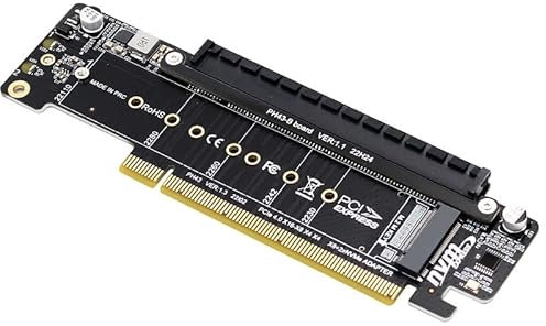 Allowish PCIE4.0 PCIe X16 auf Dual M2 Port Bifurcation Extension Adapterkarte mit X16 Slot X8+X4+X4 SSD 2 Ports M. 2 NVMe 22110 Karte