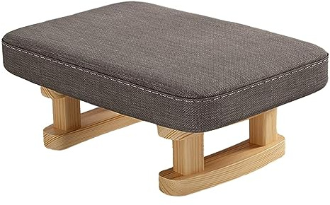JISADER Chaise Rectangulaire, Escabeau, Repose-Pieds avec Pieds en Bois, Petit Pouf Bas pour Chambre à Coucher, Gris foncé