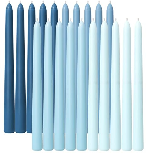 Viyffo Stabkerzen, 25,4 cm, Blau, 20 Stück, geruchlos, rauchfrei