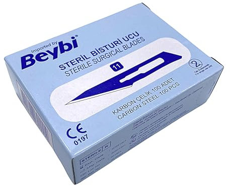 Beybi Set - 100 Stück Skalpellklingen Figur 11 aus Karbonstahl - Ersatzklingen einzeln steril verpackt