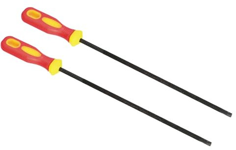 PATIKIL Chainsaw Chain Sharpening File, 2 Pack 7/32-Inch (5.5 Mm) Round Chain Saw Sharpener File with Plastic Handle for Chainsaw, Red Yellow