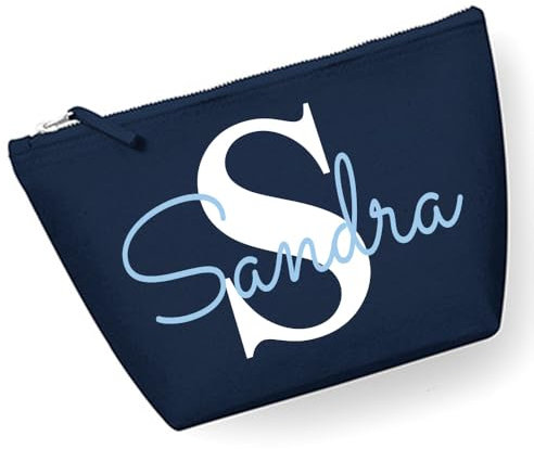 Kosmetiktasche mit Name Bedruckt personalisierte Schminktasche für Handtasche Beautybag Accessoire Tasche Navy S