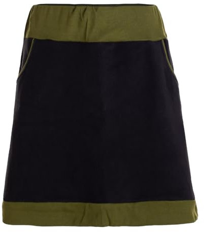 Vishes - Alternative Bekleidung - Thermorock Warmer Damen Winterrock kurz Minirock aus ECO-Fleece schwarz-Olive 46