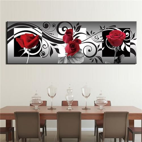 Rote Rose Diamond Painting Groß XXL 120x60CM, DIY 5D Diamanten Painting abstrakt Diamond Painting Erwachsene Kinder, Diamand Art Strass Stickerei Paintings Set, Zimmer deko Wohnzimmer, Geschenk
