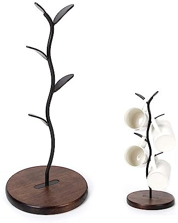 Felenny Mug Tree Stands Cup Holder Coffee Mugs Tea Cups Drying Storage Stand, Tabletop Mug Holder Tree, Retro Kitchen Mug Tree Mug Rack for Counter Home Kitchen Bar Cafe Accessory, Save Space
