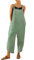 Brong Tuta da donna, salopette casual allentata, morbida tuta da donna in cotone e lino, tuta larga con spalline regolabili e tasche, Verde chiaro, XXL
