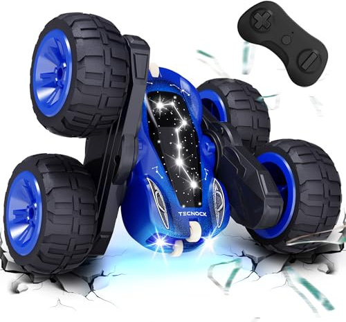 Tecnock 2024 Remote Control Cars with 2.4 Ghz Remote Control 360°Flip Stunts RC Car with Colorful Light for Kids Age 3+