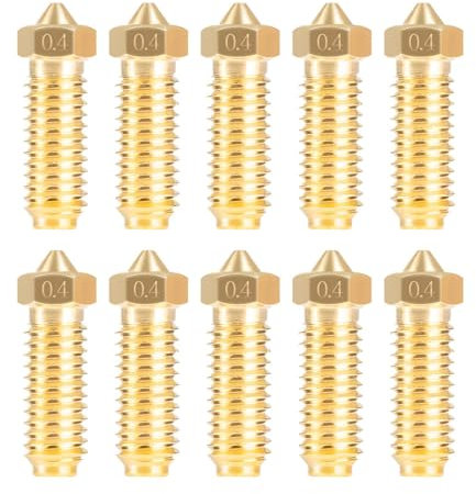 IdeaFormer 10Pcs 0,4mm Kobra 3 Messing Düsen for Anycubic Kobra 3/Kobra 3 Combo/Kobra S1, Hotend Extruder Brass Nozzle Kobra 3 Extruder Düse 3D Drucker Zubehör