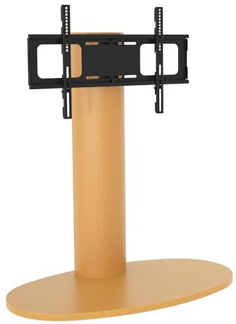 AVF Column TV Stand Oak - Chepstow One Real Wood Veneer Tall Pedestal TV Unit with Universal VESA In A Light Wood Finish, Height Adjustable & Swivel, For Up to 65 & 45Kg