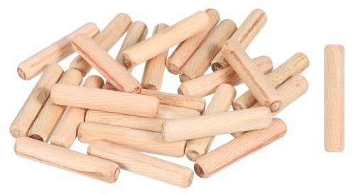 sourcing map 200 Stück 10 mm x 50 mm Holzdübelstifte, geriffelte Holz, abgeschrägte Enden, konische Dübel, Hartholzklammern, geriffelte Holzdübelstangen für Möbel, Handwerk, Heimwerker