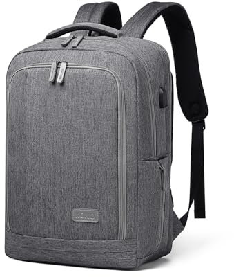 Kono Laptop Backpack 17.3 Inch Laptop Bag 15.6 Inch Travel Backpack Mens Womens Rucksack for Men Work Bag (Grey)