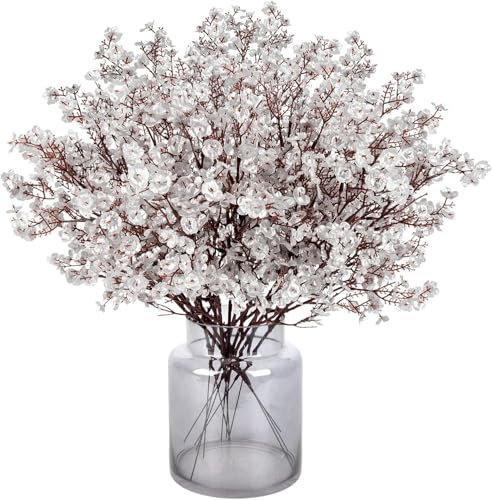 N&T NIETING Künstliche Blumen, 12 Stück Schleierkraut Künstlich Gypsophila Blumen für DIY Hochzeit Blumenstrauß Party Tisch Centerpieces Blumenarrangements Home Weihnachten Dekoration(Silber)