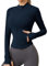 IECCP Sportjacke Damen Gym Sport Oberteile Laufjacke Damen-Jacken Sportkleidung Frauen Langarm Trainingsjacke Dünne Jacke Fitness Activewear Yoga Shirt Top Fleece Marineblau M