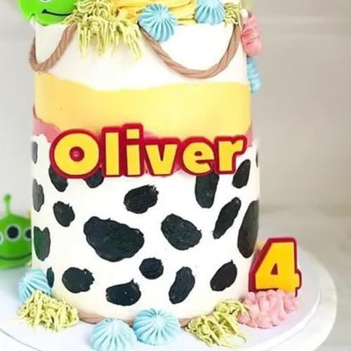 Personalised Red and Yellow Cake Topper, Perfect for Toy Themed Cakes