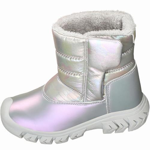 HSNA Bottines d'hiver pour Enfants Garçons Filles Bottes de Neige Doublure chaude Antidérapante(Gris 34 EU)