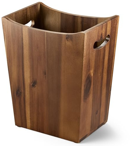 Tidita 2 Gallon Rectangular Wastebasket with Built-in Handles, Walnut Color
