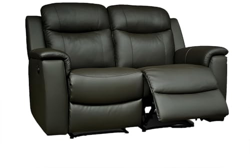 Vente-unique-Relaxsofa Leder 2-Sitzer - Schwarz - Evasion