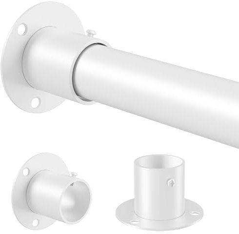 Venwemong kleiderstange wandmontage garderobenstange spannstange für Bohrlochmontage in Schrank & Lagerraum, Weiß, 70-95cm, 25mm