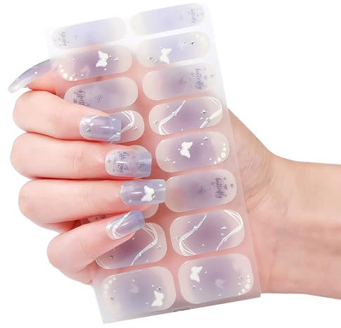 Bronzing Nails Polish Strips Nails Art Sticker Butterfly Nails Polish Sticker Full Nails Wraps Sticker With Nails File