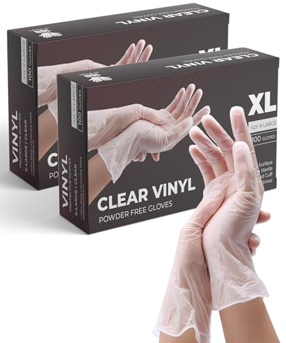 eatasty Vinyl-Mehrzweckhandschuhe, transparent, puderfrei, Einweg, 200 Stück
