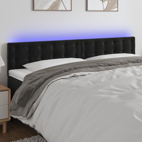 Juroupi LED Kopfteil Bett Kopfteil Headboard for Bed Kopfenden Bed Headboard Kopfteil Schwarz 180x5x78/88 cm Samt