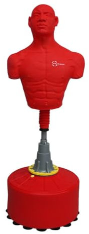 Freistehender Boxdummy Groß Rot 175cm | Kampfsport Boxen Kickboxen Training MMA | Innen- & Außenbereich, Fitnessstudio | Tragbar Realistisch Gegner Trainingspartner BOB [Höhenverstellbar 170-175cm]