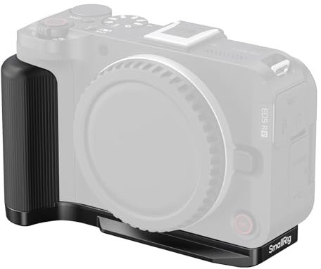 SMALLRIG R50 V Handgriff L-förmig für Canon R50V mit Schnellwechselplatte für Arca, leichtem, geripptem Seitengriff, Blitzschuhmontage, 1/4-20 Gewindebohrungen (Schwarz) – 5429