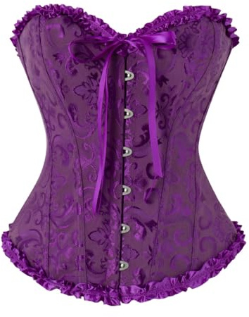 Zaleau Victorian Corset Tops for Women Halloween Costume Gothic Lace Adjustable Overbust Bustier, XS-6XL Plus Size