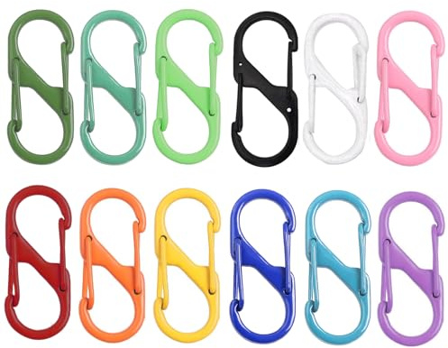 Zipper Clips 12 Pack Colorful Luggage Locks for Suitcases, Theft Deterrent Dual Opening Zipper Clips with Quick Disconnect Carabiner for Traveling, Backpacks, and Luggage-Small Carabiner Keyring Clip