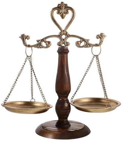 Gatuida Vintage Waage Skulptur aus Eisen und Holz Retro Bürodekoration für Anwälte und Jurastudenten Symbolische Gerechtigkeitsstatue mit Aufbewahrungsfunktion