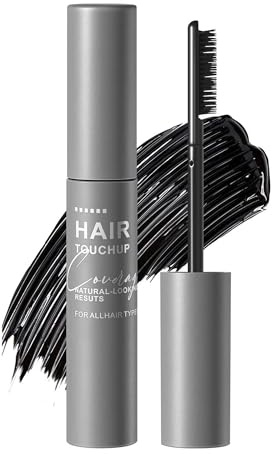 Haarfärbemittel, Wurzelabdeckung Mascara, Graue Haare Abdecken für Frauen und Männer, Natürlich Ansatzfarbe Wasserdicht und schweißdicht für Alle Haartypen (Schwarz)