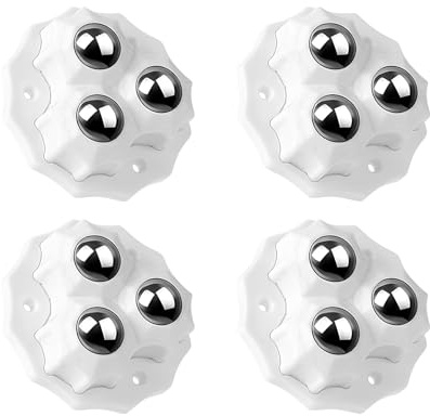 4 Pack Self Adhesive Caster Wheels, 360° Swivel White Self Adhesive Furniture Casters, Mini Caster Wheels With 3 Ball Roller for Small Appliances & Furniture, Easy Install