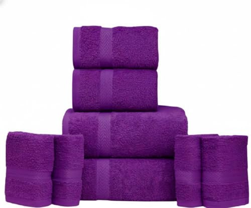 manucci 8-Piece Towels Bale Set 100% Egyptian Cotton Super Soft Premium Quality 4 Face 2 Hand 2 Bath Towel for Spa, Gym, Hotel & Bathroom 600GSM (Purple)