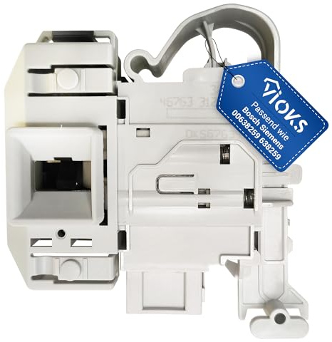 VIOKS Türverriegelung Ersatz für Bosch Siеmens Neff 00638259 00623782 00627046 00637457 Türschloss Verriegelungsrelais 3 x 6,3 mm AMP für Waschmaschine Waschtrockner