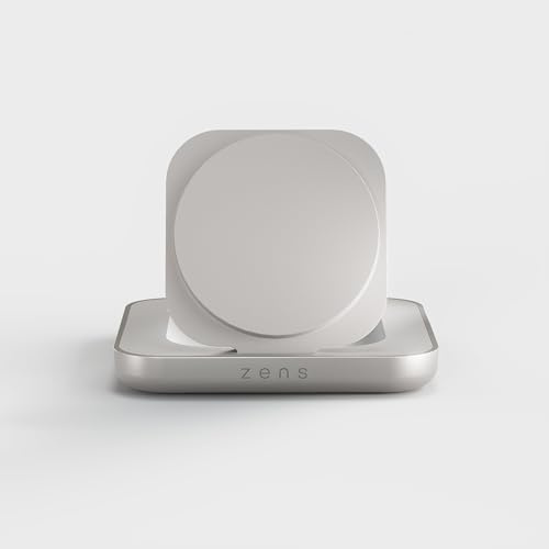 Zens 15W Magnetic Nightstand Wireless Charger (2026), Weiß | Kabelloses MagSafe- und Qi2-Ladegerät für iPhone/AirPods, inkl. 20-W-Netzteil (EU/UK/US) und integriertem 1,5-m-Kabel