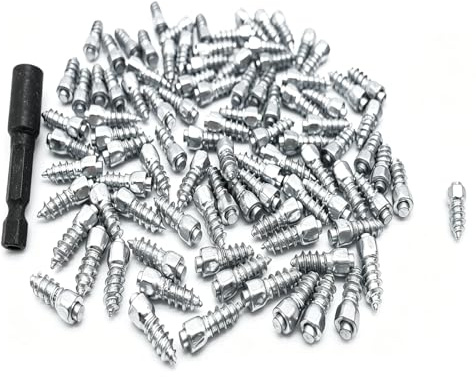 Cuifati 200 PZ 12mm Borchie per Pneumatici in Acciaio Chiodi da Neve Antiscivolo/Antighiaccio, per Auto, Motoslitta, Trattore, ATV, UTV, Moto, Aletta Corta con Strumento di Installazione