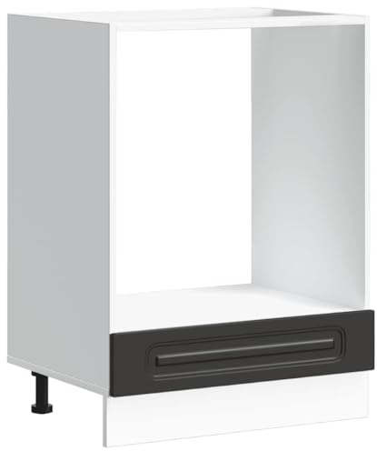 Qnhdfrt Kalmar - Mueble de cocina de 60 cm de ancho, mueble de cocina para horno y microondas, mueble de madera estable para debajo del horno, color negro con patas ajustables