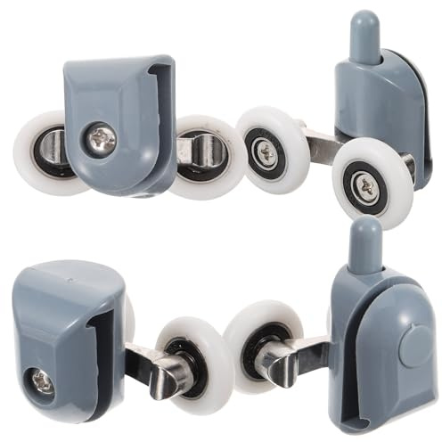 Rulli per Porta Doccia in Plastico 4 Pezzi, Rotelle Scorrevoli | Design Ruota Piatta Grande, per Porta Vetro e Bagno, Ricambio per Porta Curva