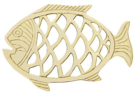 Sea-Club Topf-Untersetzer - Fisch Esstisch Messing 23x15cm Maritime Dekoration