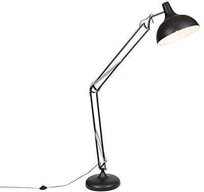 Qazqa - Retro Industriestehlampe schwarz verstellbar - Hobby I Wohnzimmer I Schlafzimmer - Stahl Rund - LED geeignet E27