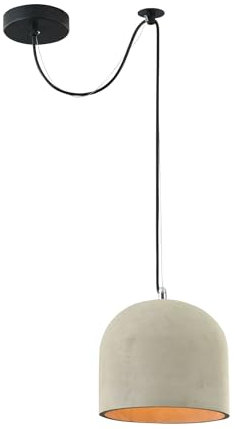 Design Lampada pendente a sospensione stile moderno loft industriale,paralume in cemento colore grigio, base in metallo nero, filo lungo nero altezza regolabile 1 lampadina E27 40 W 220-240 V non incl