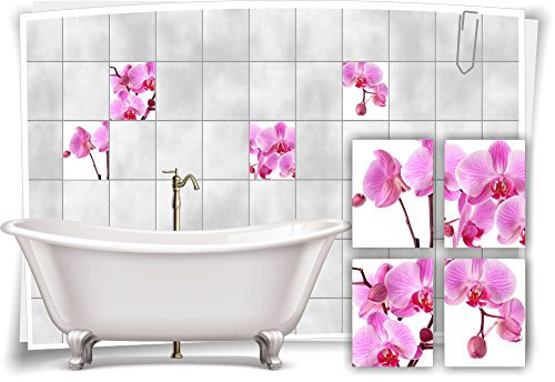 Medianlux Fliesenaufkleber Fliesenbild Blumen Orchidee Deko Wellness Aufkleber Fliesen Bad Deko Badezimmer Dekoration, 10x15cm fp5p31h-57964