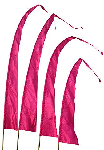Asiastyle Balifahne | Farbe: pink | 3 Meter lang | ohne Stange | aus echtem Satin | Originale Umbul Fahne