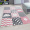 Ayyildiz Teppich-Kinderteppich Kinderzimmer Babyzimmer Wolken Sterne Herz , Polypropylen, Pink, 120 X 170