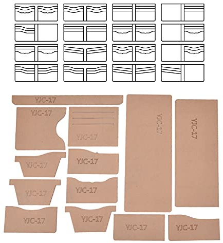 Wallet Template Set, 13 Piece Clear Acrylic for Short Purse | Transparent acrylic material, DIY leathercraft cutting tool, short purse pattern mold, multicard slot design